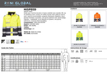 Veste de sécurité haute visibilité homme anti-froid et anti-pluie, coupe droite en polyester 4 poches CLASS 2 - HISPEED PAYPER
