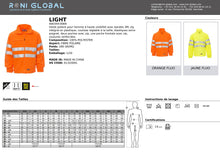 Veste de sécurité haute visibilité homme, polaire coupe droite en polyester 3 poches CLASS 3 - LIGHT PAYPER