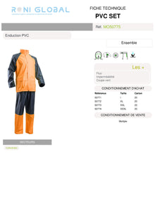 Ensemble de sécurité fluo coupe-vent anti-pluie en polyester enduit PVC souple - PVC SET COVERGUARD