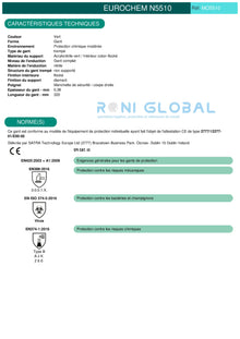 Gant de protection chimique modérée étanche en acrylonitrile et coton flocké enduit au nitrile TYPE B - EUROCHEM N5510 COVERGUARD (boîte de 10 paires)