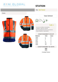 Veste de sécurité haute visibilité 2en1 Softshell micro polaire en polyester stretch mécanique 5 poches CLASS 3 - STATION COVERGUARD