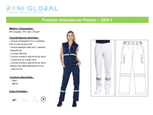 Pantalon ambulancier femme rétroréfléchissant en coton et polyester, ceinture élastique et 7 poches - AMBULANCIER FEMME REMI CONFECTION
