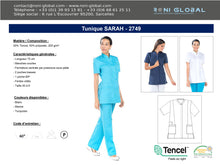 Tunique de travail femme manches courtes en tencel/polyester 3 poches - SARAH REMI CONFECTION