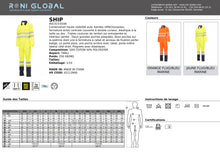 Combinaison de sécurité haute visibilité homme, coupe droite en polyester et coton 7 poches CLASS 3 - SHIP PAYPER