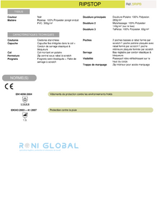 Parka de travail coupe-vent, anti-pluie et anti-froid en polyester pongé enduit PVC - RIPSTOP COVERGUARD