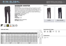 Pantalon de travail marine unisexe pour hiver en coton avec élastiques latéraux et passants à la taille et 6 poches - WORKER WINTER PAYPER