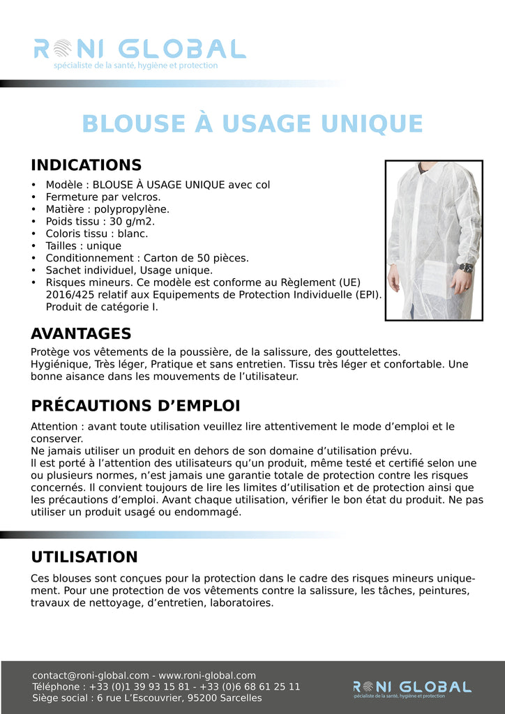 CPPP30 Blouse en PP 30g (50 pièces)