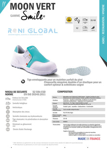 Chaussure basse de sécurité unisexe antidérapant et antistatique, en microfibre lavable avec embout de sécurité S2 SRA ESD - MOON GASTON MILLE