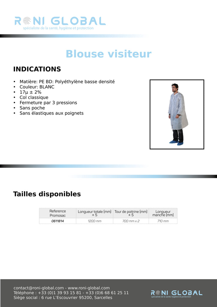 Blouse visiteur 0611814 (100 pièces)